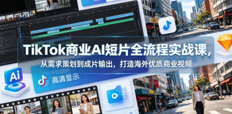 TikTok商业AI短片全流程实战课,从需求策划到成片输出,打造海外优质商业视频-三零资源