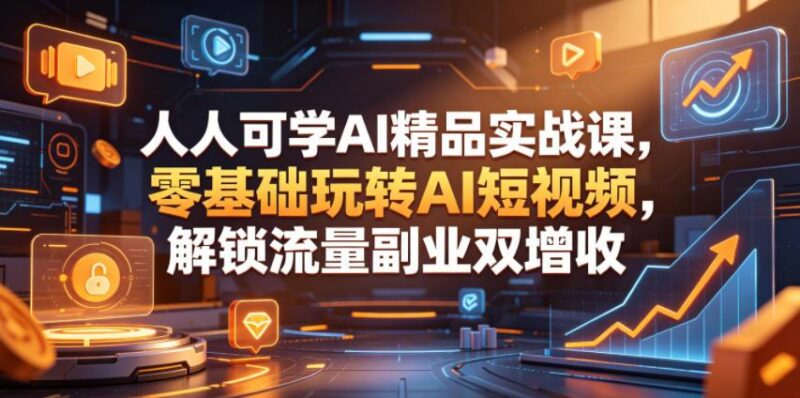 人人可学AI精品实战课,零基础玩转AI短视频,解锁流量副业双增收-三零资源