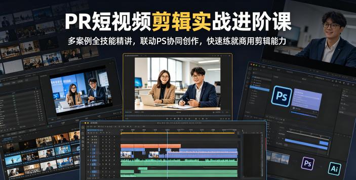 PR短视频剪辑实战进阶课，多案例全技能精讲，联动PS协同创作，快速练就商用剪辑能力-三零资源