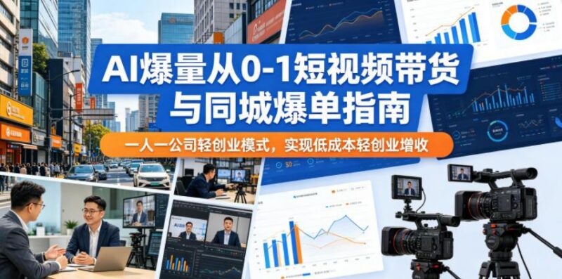 AI爆量从0-1短视频带货与同城爆单指南,一人一公司轻创业模式,实现低成本轻创业增收-三零资源