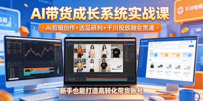 AI带货成长系统实战课，AI剪辑创作+选品研判+千川投放融会贯通，新手也能打造高转化带货账号（更新2026年）-三零资源