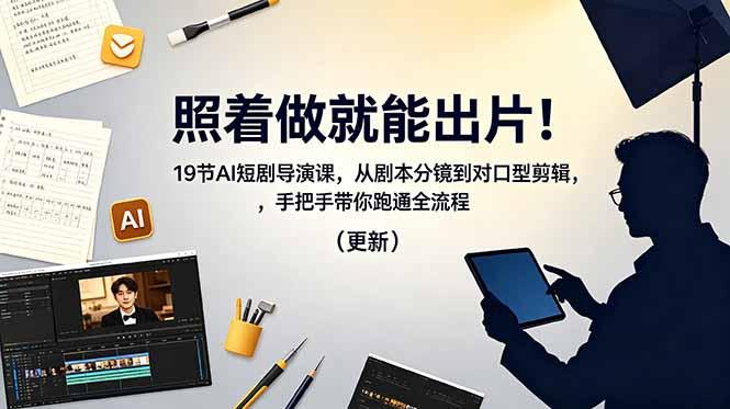 照着做就能出片!19节AI短剧导演课,从剧本分镜到对口型剪辑,手把手带你跑通全流程(更新-三零资源