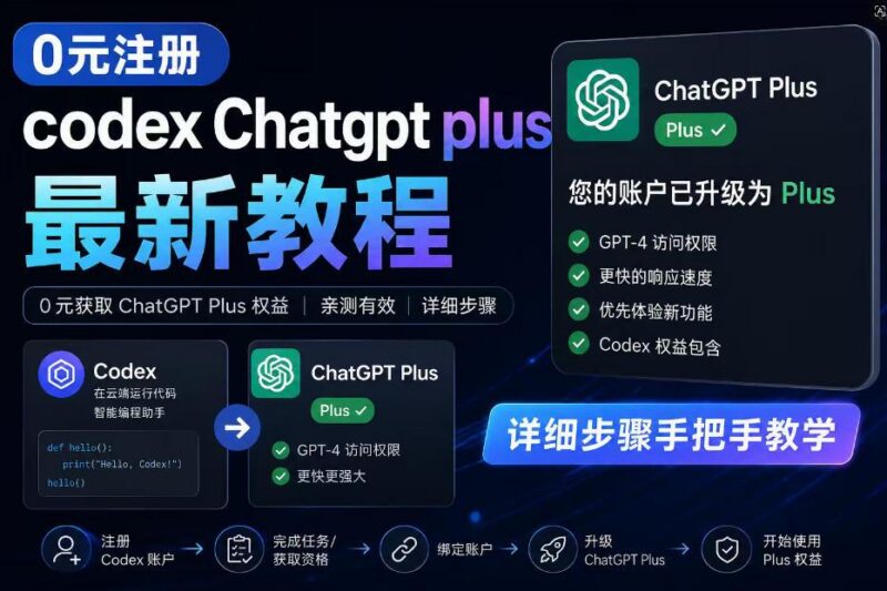 0元全自动注册codex gpt plus最新教程,0元获取GPT Plus权益,手把手详细教学-三零资源