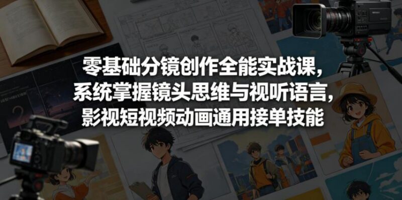 零基础分镜创作全能实战课,系统掌握镜头思维与视听语言,影视短视频动画通用接单技能-三零资源