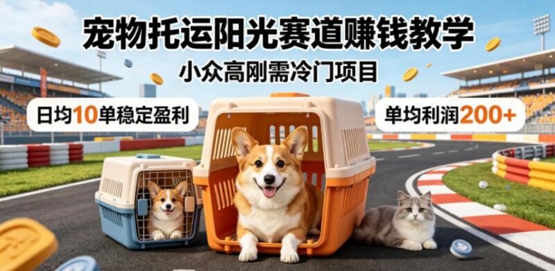 宠物托运阳光赛道賺钱教学,小众高刚需冷门项目,日均10单稳定盈利,单均利润200+-三零资源