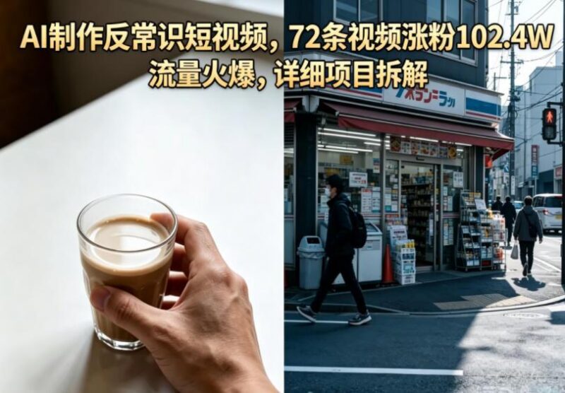 AI制作反常识短视频,72条视频涨粉102.4W,流量火爆,详细项目拆解-三零资源