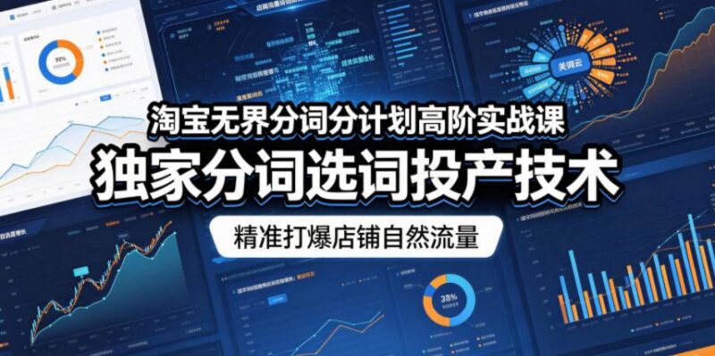 淘宝无界分词分计划高阶实战课,独家分词选词投产技术,精准打爆店铺自然流量-三零资源
