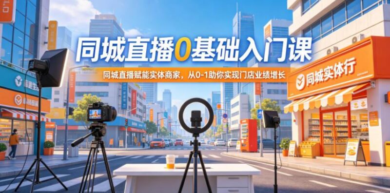 同城直播0基础入门课，同城直播赋能实体商家，从0-1助你实现门店业绩增长-三零资源