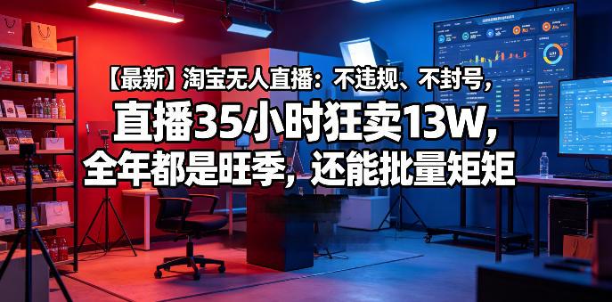 【最新】淘宝无人直播:不违规、不封号,直播35小时狂卖13W,全年都是旺季,还能批量矩阵操作【揭秘】-三零资源