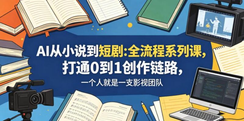 AI从小说到短剧全流程系列课,打通0到1创作链路,一个人就是一支影视团队-三零资源