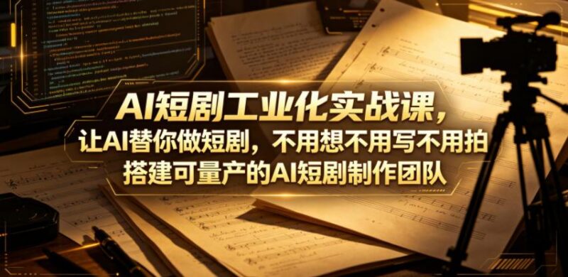 AI短剧工业化实战课,让AI替你做短剧,不用想不用写不用拍,搭建可量产的AI短剧制作团队-三零资源