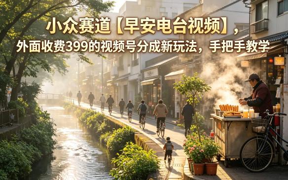 小众赛道【早安电台视频】，外面收费399的视频号分成新玩法，手把手教学-三零资源