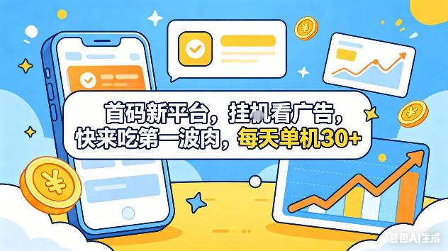 首码新平台,挂G自动看广告,快来吃第一波肉,每天单机30+,可矩阵放大【揭秘】-三零资源