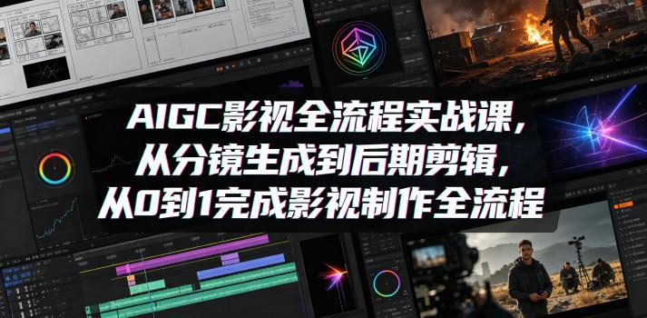 AIGC影视全流程实战课,从分镜生成到后期剪辑,从0到1完成影视制作全流程-三零资源