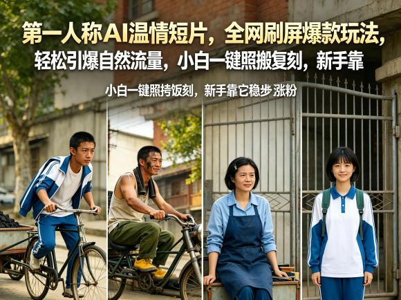 第一人称AI温情短片，全网刷屏爆款玩法，轻松引爆自然流量，小白一键照搬复刻，新手靠它稳步涨粉-三零资源