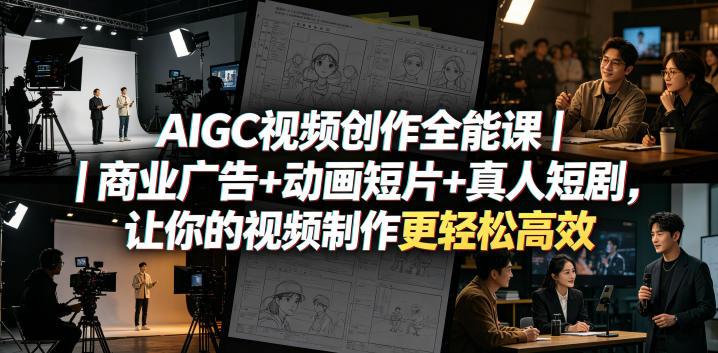 AIGC视频创作全能课｜商业广告+动画短片+真人短剧，让你的视频制作更轻松高效-三零资源