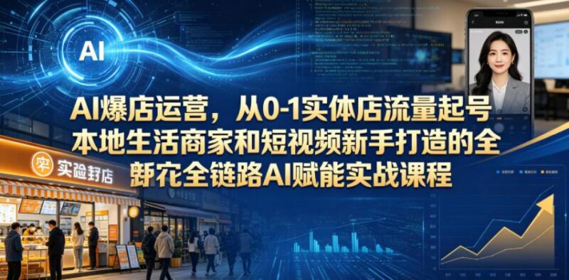AI爆店运营，从0-1实体店流量起号，本地生活商家和短视频新手打造的全链路AI赋能实战课程-三零资源