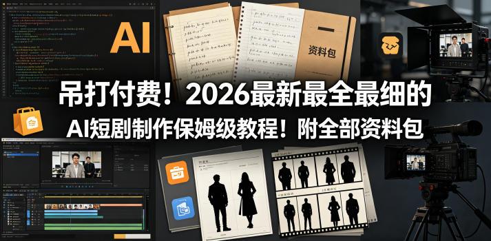 吊打付费!2026最新最全最细的AI短剧制作保姆级教程!附全部资料包-三零资源