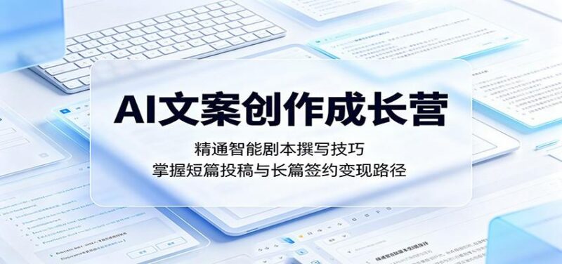 AI文案创作成长营:精通智能剧本撰写技巧,掌握短篇投稿与长篇签约变现路径-三零资源