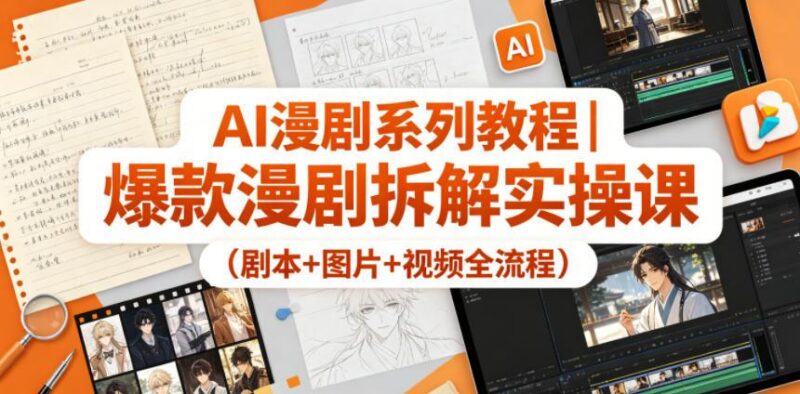 AI漫剧系列教程|爆款漫剧拆解实操课(剧本+图片+视频全流程)-三零资源