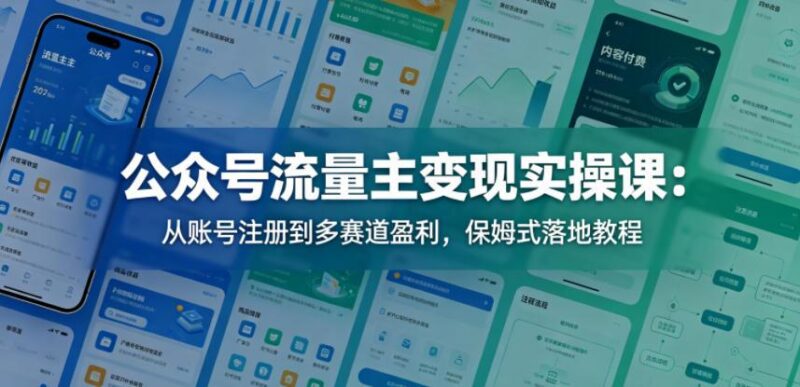 公众号流量主变现实操课:从账号注册到多赛道盈利,保姆式落地教程-三零资源