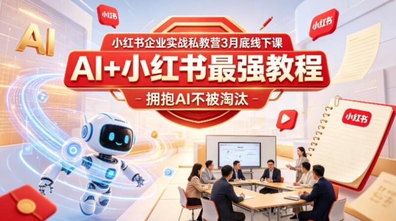 小红书企业实战私教营3月底线下课，AI+小红书最强教程，拥抱AI不被淘汰-三零资源