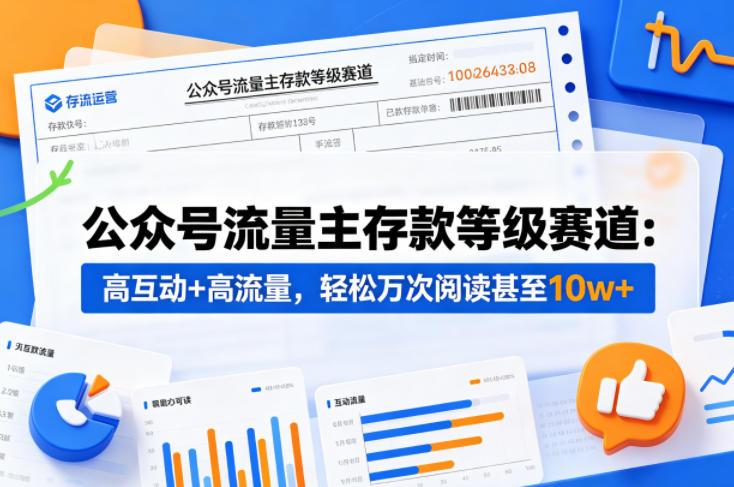 公众号流量主之存款等级赛道,高互动+高流量,轻松达到万次阅读,甚至10w+-三零资源