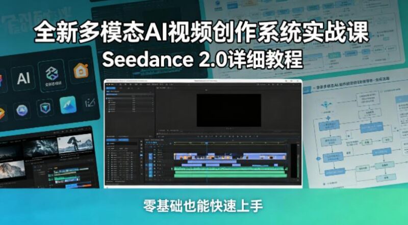 全新多模态AI视频创作系统实战课,Seedance 2.0详细教程,零基础也能快速上手-三零资源
