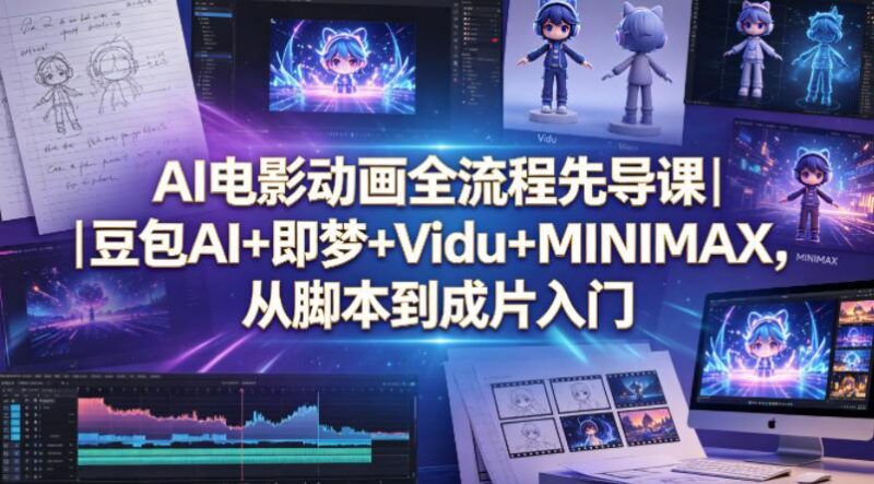 AI电影动画全流程先导课|豆包AI+即梦+Vidu+MINIMAX,从脚本到成片入门-三零资源