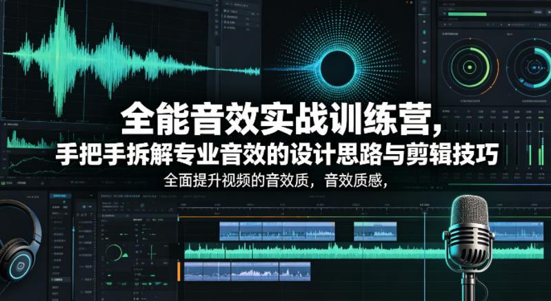 全能音效实战训练营，手把手拆解专业音效的设计思路与剪辑技巧，全面提升视频的音效质感-三零资源
