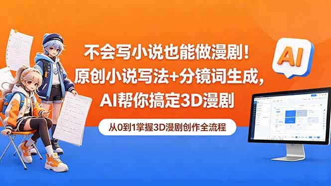 不会写小说也能做漫剧!原创小说写法+分镜词生成,AI帮你搞定3D漫剧-三零资源
