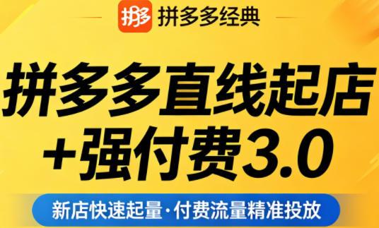 拼多多直线起店+强付费3.0,教你稳定起店、高效控投产、破解流量瓶颈(更新4月)-三零资源