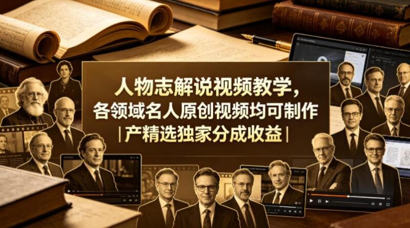 人物志解说视频教学,各领域名人原创视频均可制作丨精选独家分成收益(更新0430)-三零资源