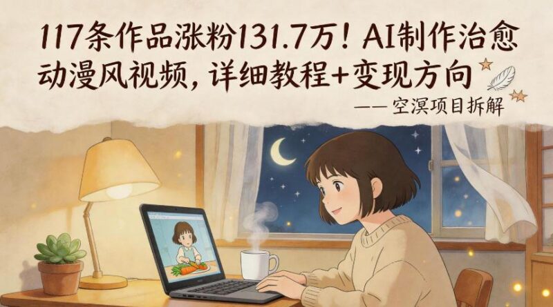 117条作品涨粉131.7W!AI制作治愈动漫风视频,详细教程+变现方向-三零资源