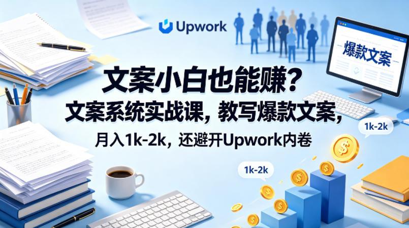 文案小白也能賺？文案系统实战课，教写爆款文案，月入1k-2k，还避开Upwork内卷【原创双语字幕】