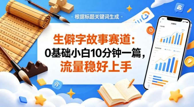 公众号流量主——生僻字故事赛道,流量稳,好上手,0基础小白也能10分钟一篇-三零资源