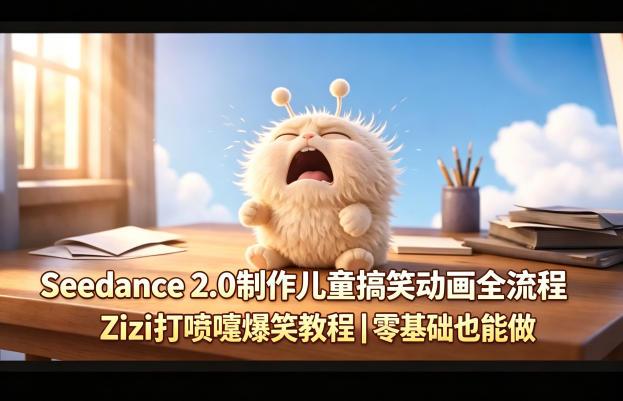 Seedance 2.0制作儿童搞笑动画全流程Zizi打喷嚏爆笑教程｜零基础也能做-三零资源