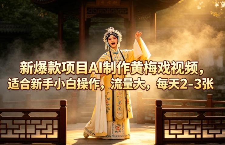 新爆款项目AI制作黄梅戏视频,适合新手小白操作,流量大,每天2-3张-三零资源