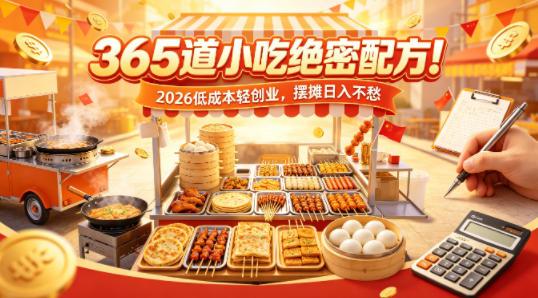 365道小吃绝密配方!2026低成本轻创业,摆摊日入不愁-三零资源