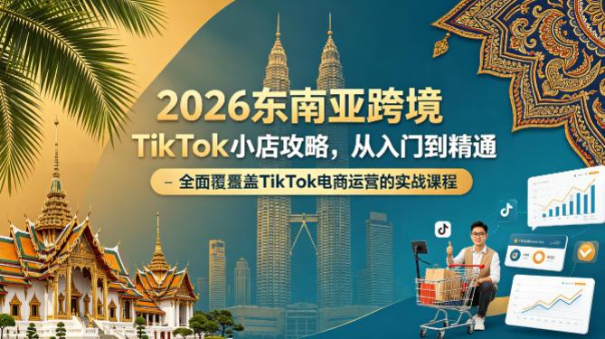 2026东南亚跨境TikTok小店攻略,从入门到精通、全面覆盖TikTok电商运营的实战课程(更新4月)-三零资源