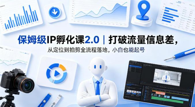 保姆级IP孵化课2.0|打破流量信息差,从定位到拍剪全流程落地,小白也能起号-三零资源
