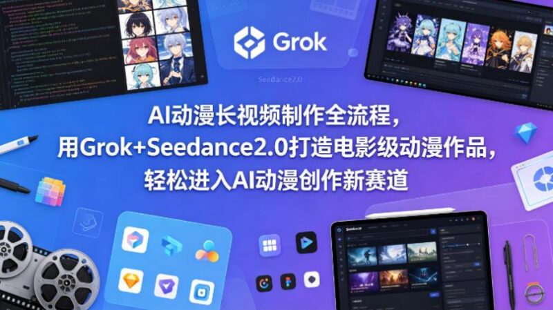 AI动漫长视频制作全流程，用Grok+Seedance2.0打造电影级动漫作品，轻松进入AI动漫创作新赛道-三零资源