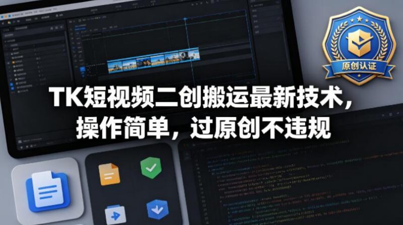 TK短视频二创搬运最新技术,操作简单,过原创不违规-三零资源