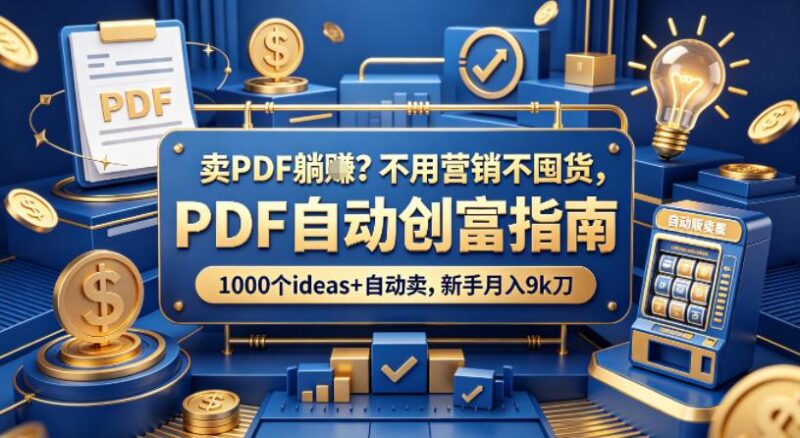 卖PDF躺賺?不用营销不囤货,PDF自动创富指南,1000个ideas+自动卖,新手月入9k刀【原创双语字幕】-三零资源
