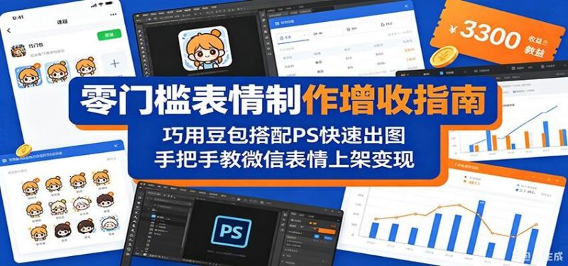 零门槛表情制作增收指南：巧用豆包搭配 PS 快速出图，手把手教微信表情上架变现-三零资源