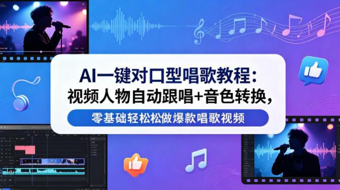 AI一键对口型唱歌教程：视频人物自动跟唱+音色转换，零基础轻松做爆款唱歌视频-三零资源