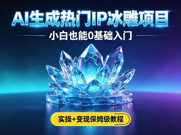 AI生成热门ip冰雕项目,小白也能0基础入门,实操+变现保姆级教程-三零资源