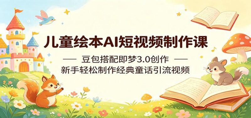 儿童绘本AI短视频制作课:豆包搭配即梦3.0创作,新手轻松制作经典童话引流视频-三零资源