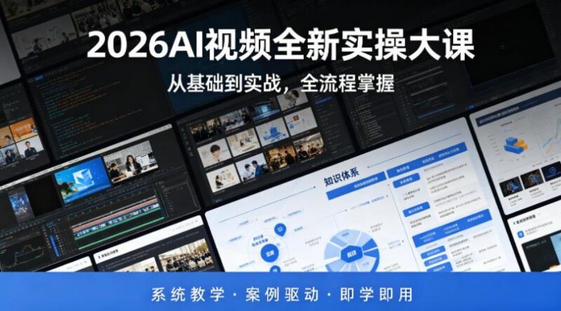 2026AI视频全新实操大课,从基础到实战,全流程掌握,系统教学·案例驱动·即学即用-三零资源
