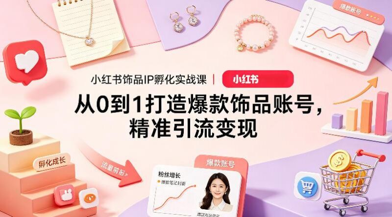 小红书饰品IP孵化实战课|从0到1打造爆款饰品账号,精准引流变现-三零资源